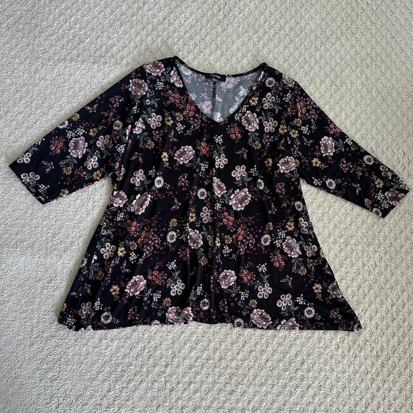 Bundle of 2 Tunic Tops Karen Kane/Susan Graver Size 1X Floral Fall Casual Travel - Picture 2 of 16